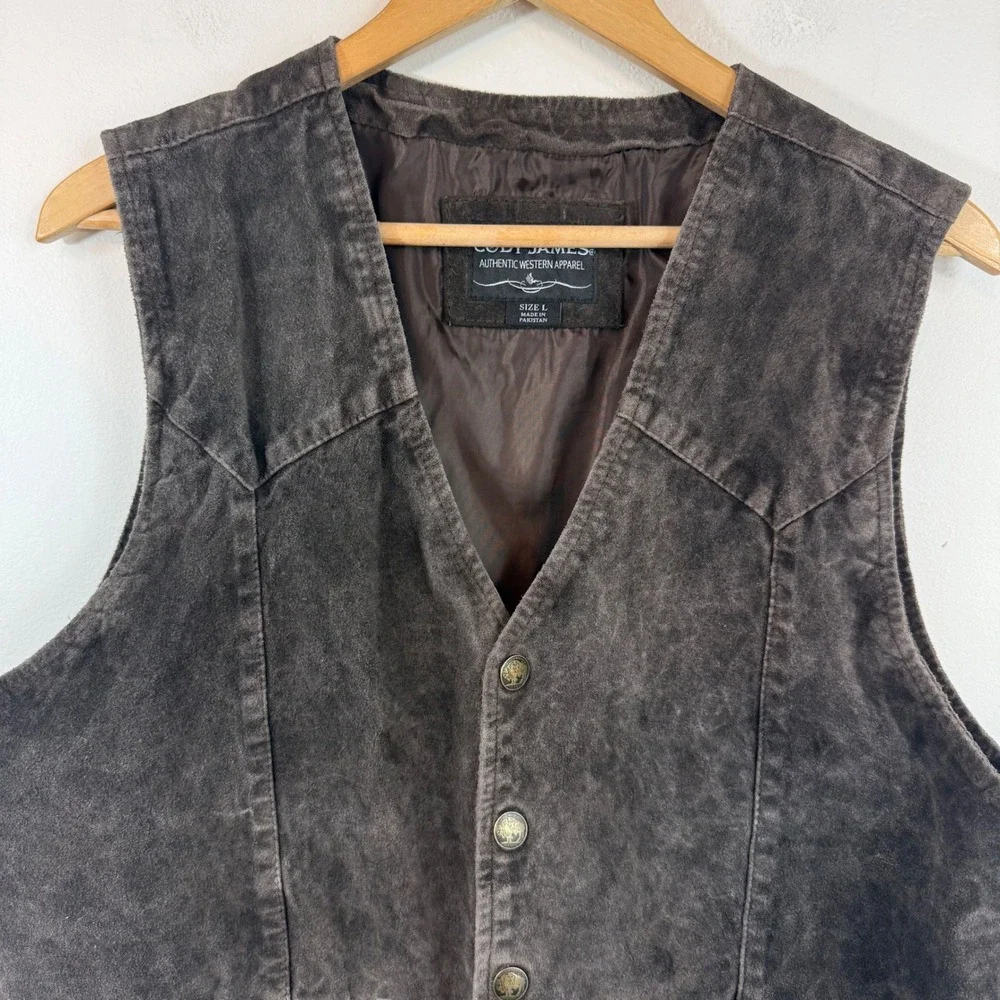 Cody James Leather Vest Brown Distressed Western Cowboy Boho Rugged Rodeo Mens L